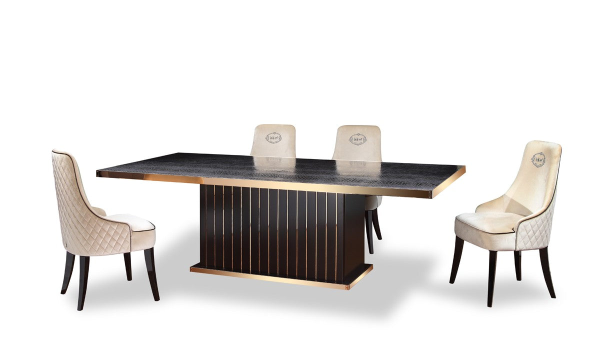 Talin Modern Crocodile and Rosegold Dining Table