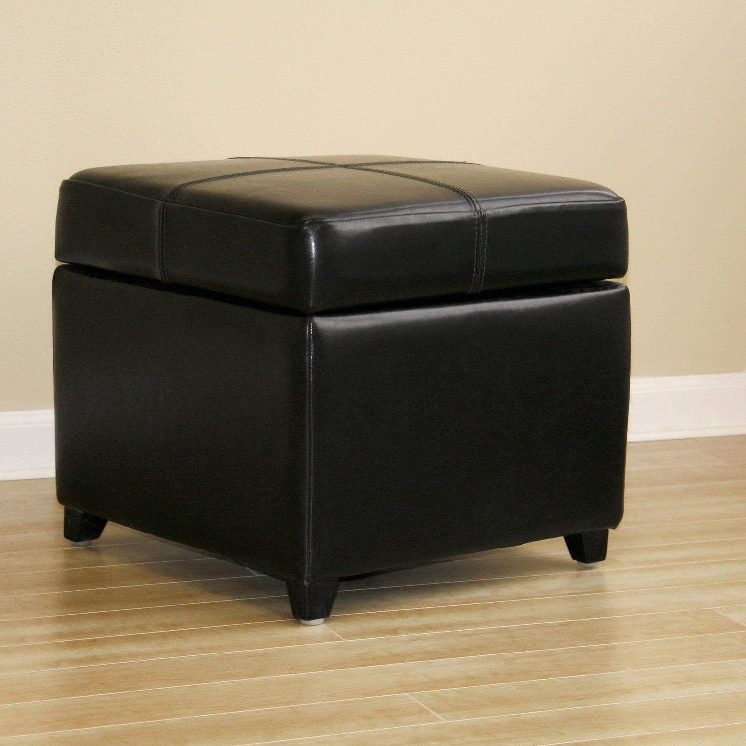 Leather Storage Cube Ottoman