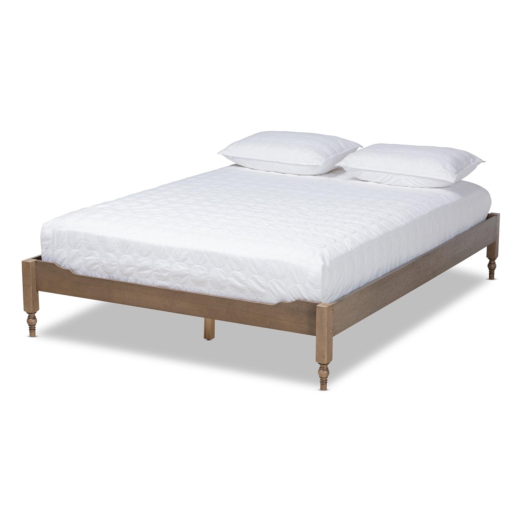 Laure French Bohemian Weathered Finished Wood Platform Bed