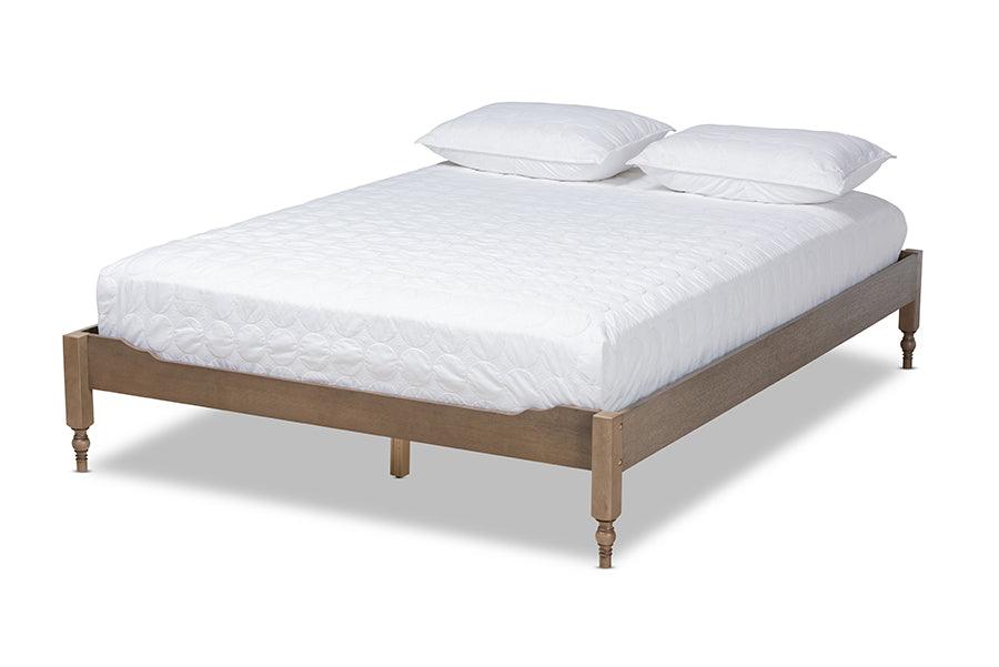 Laure French Bohemian Weathered Finished Wood Platform Bed