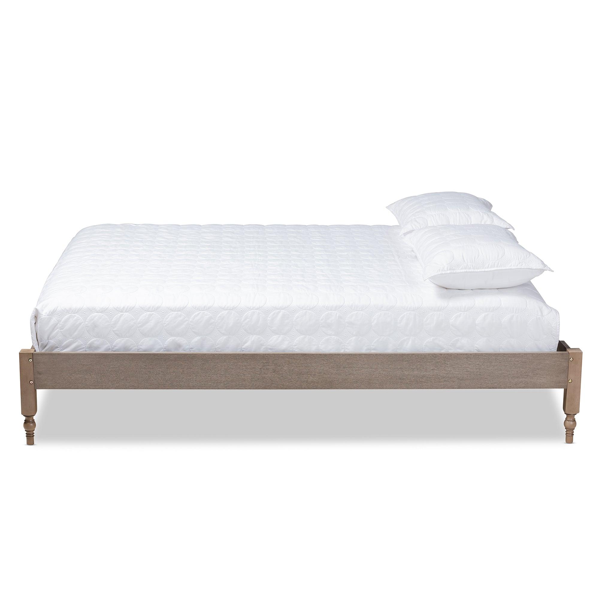 Laure French Bohemian Weathered Finished Wood Platform Bed