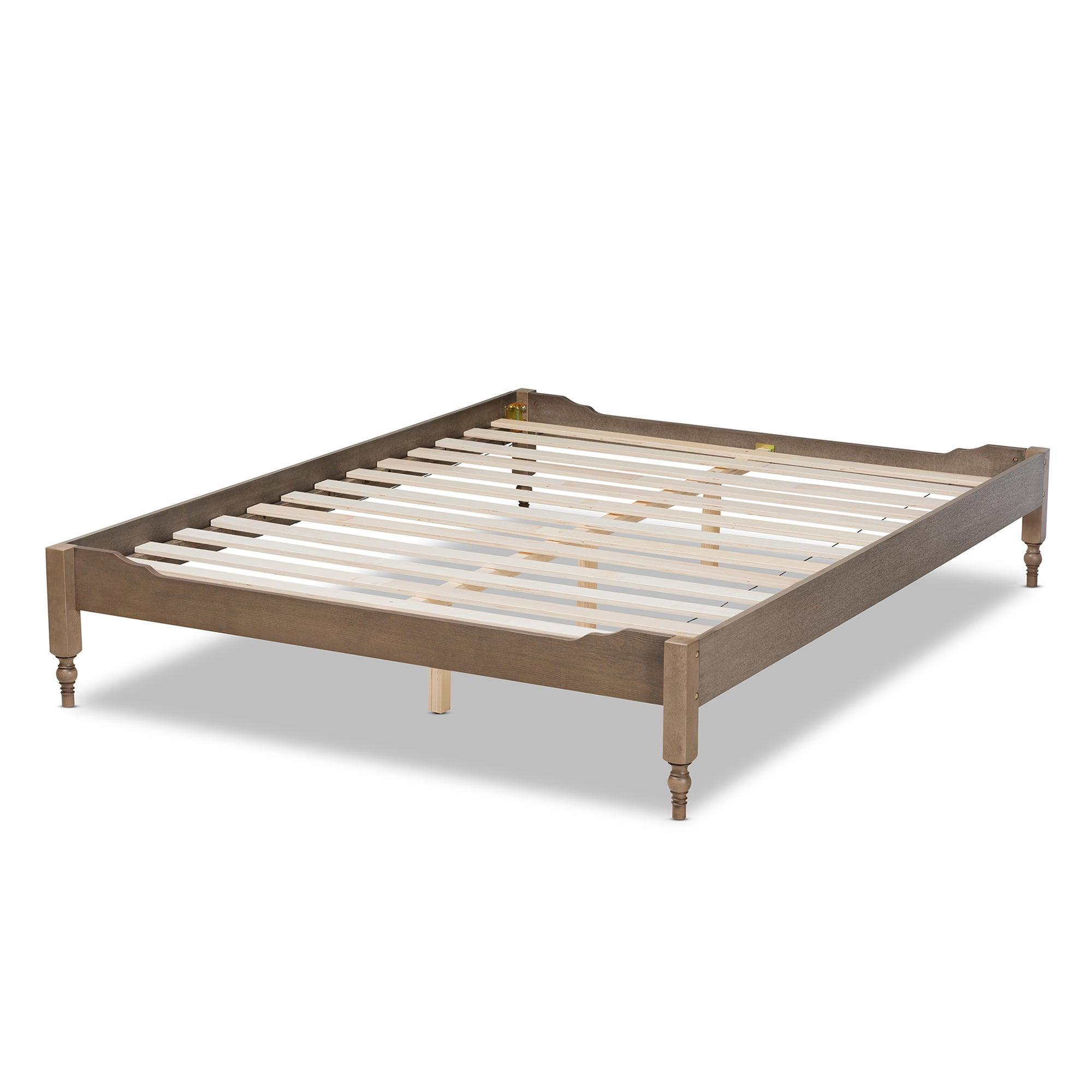 Laure French Bohemian Weathered Finished Wood Platform Bed
