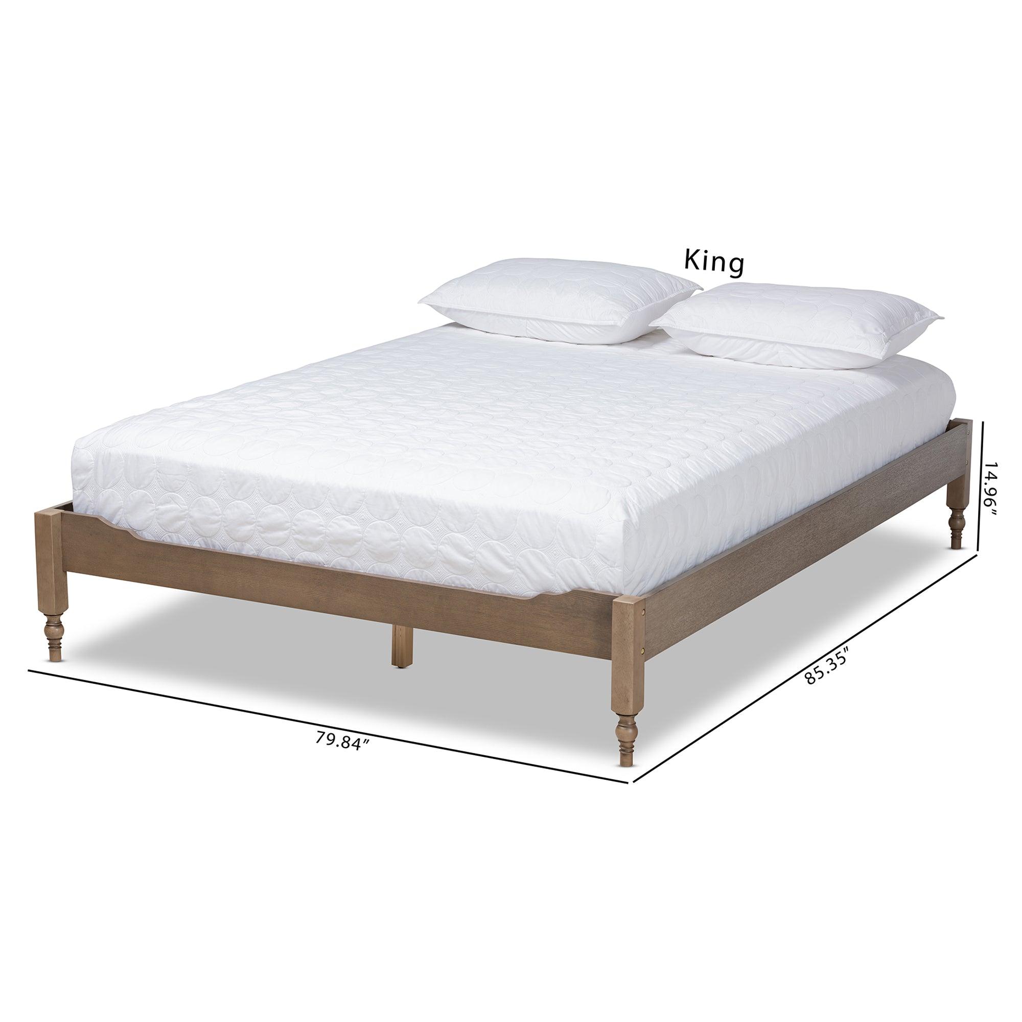 Laure French Bohemian Weathered Finished Wood Platform Bed