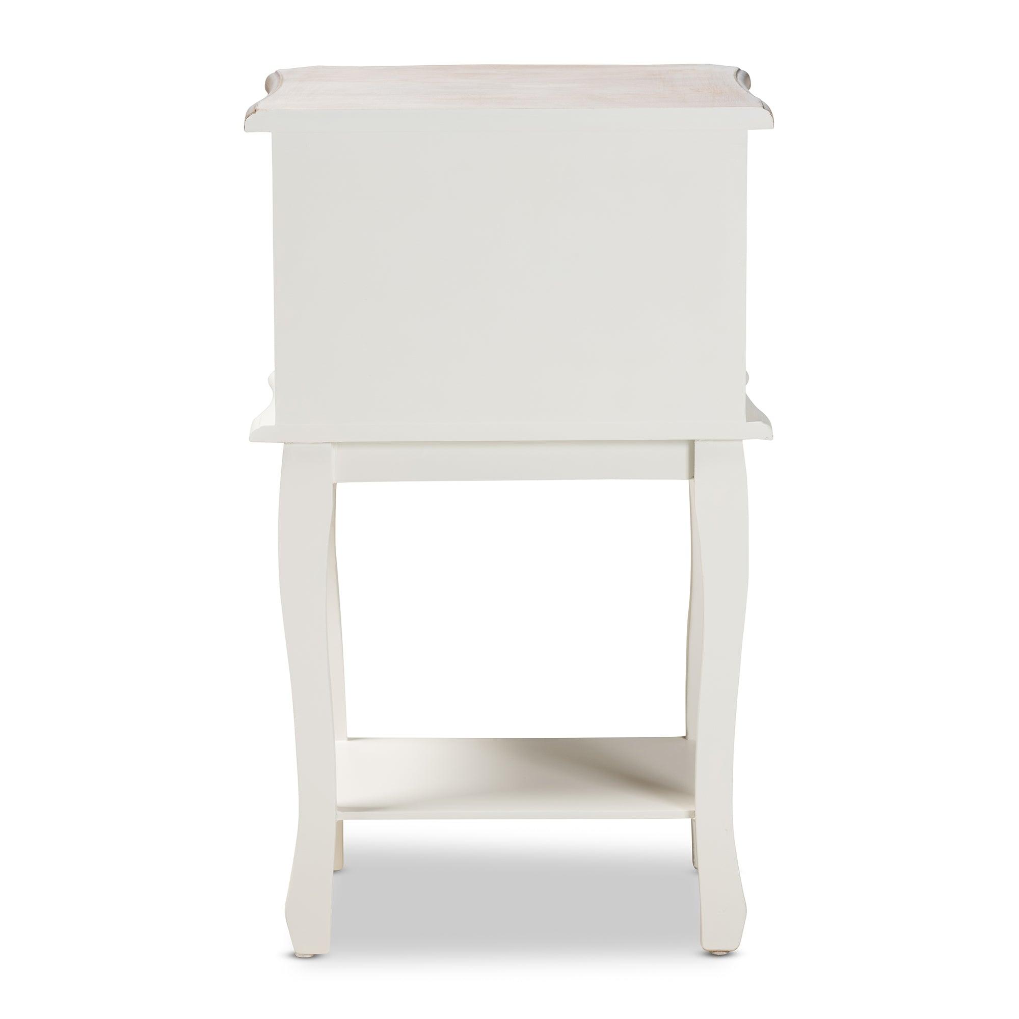 Amalie Antique French Country Cottage Two-Tone and Finished 2-Drawer Wood End Table