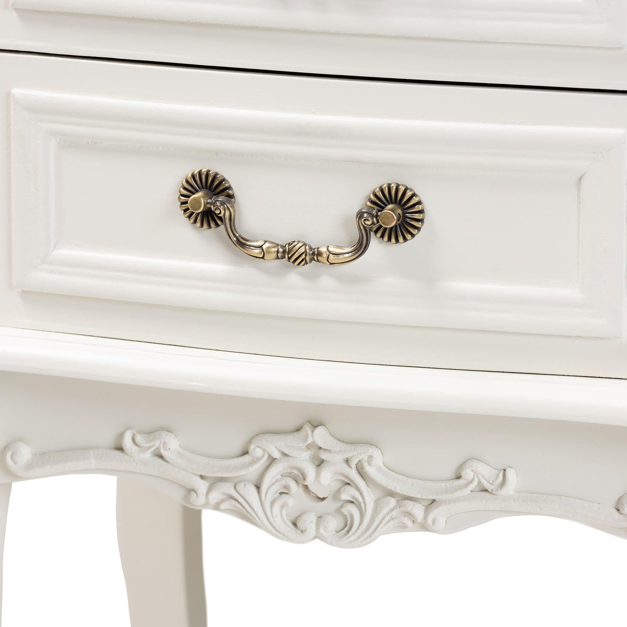 Amalie Antique French Country Cottage Two-Tone and Finished 2-Drawer Wood End Table