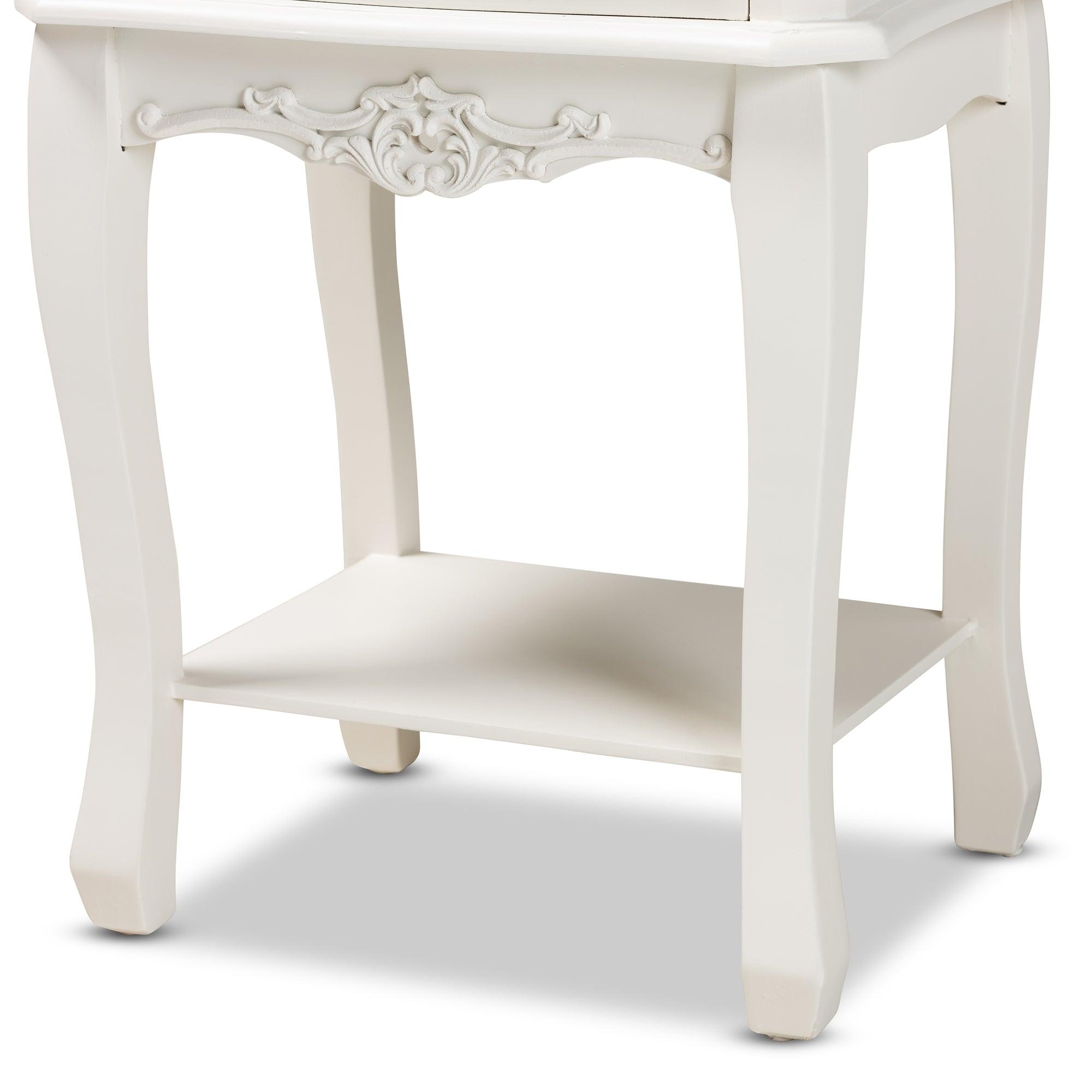 Amalie Antique French Country Cottage Two-Tone and Finished 2-Drawer Wood End Table