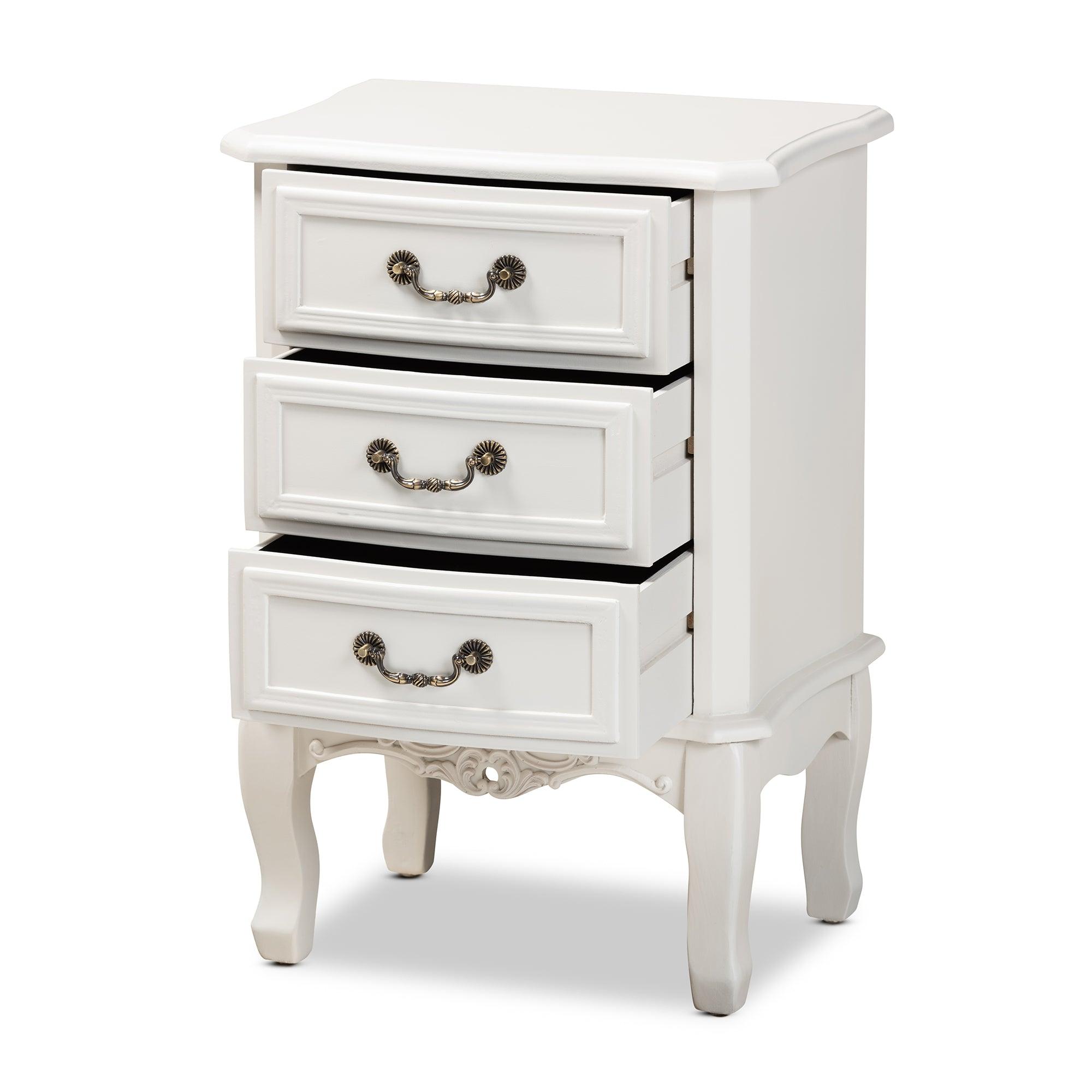 Gabrielle Traditional French Country Provincial -Finished 3-Drawer Wood End Table