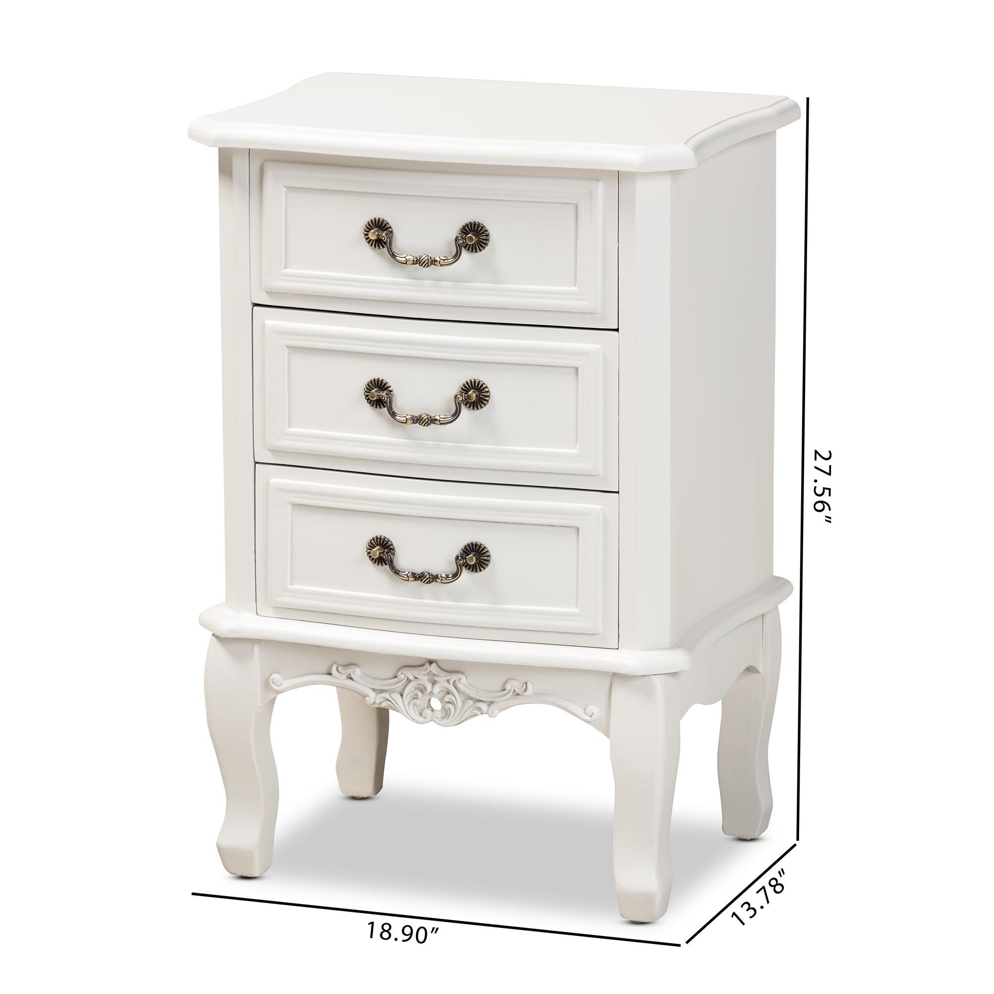 Gabrielle Traditional French Country Provincial -Finished 3-Drawer Wood End Table