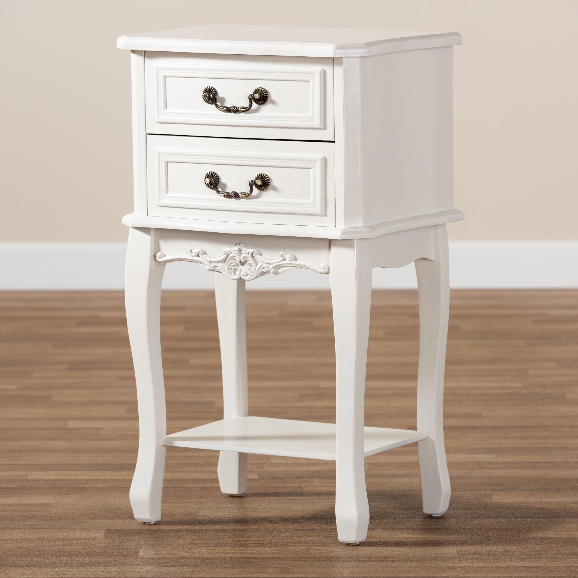 Gabrielle Traditional French Country Provincial -Finished 2-Drawer Wood End Table