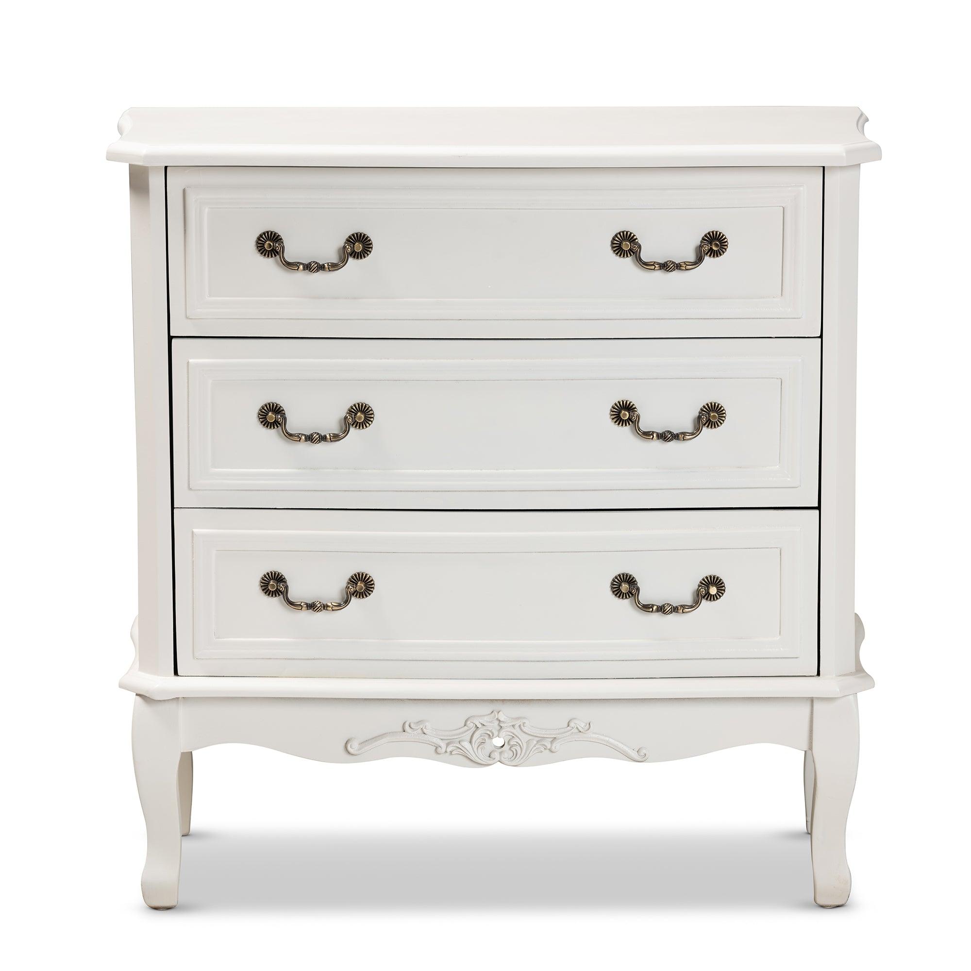 Gabrielle Traditional French Country Provincial -Finished 3-Drawer Wood Storage Cabinet