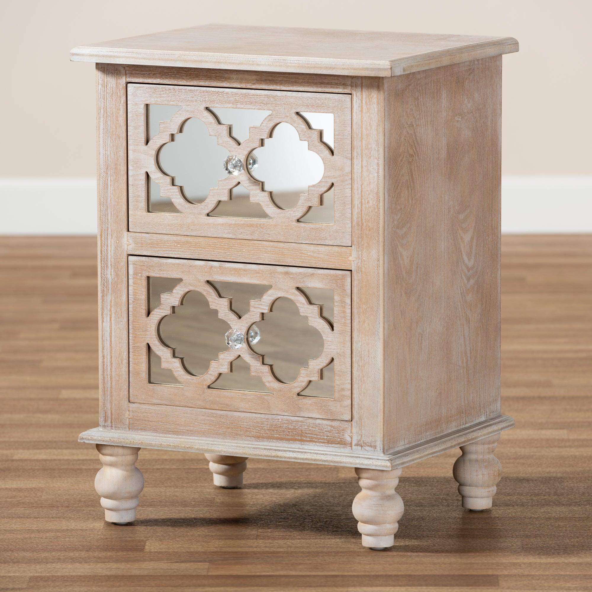 Celia Transitional Rustic French Country -Washed Wood and Mirror