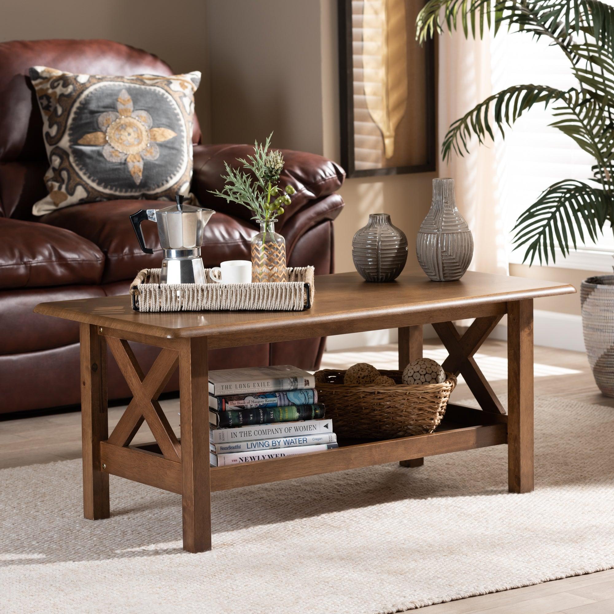 Reese Traditional Transitional Finished Rectangular Wood Coffee Table