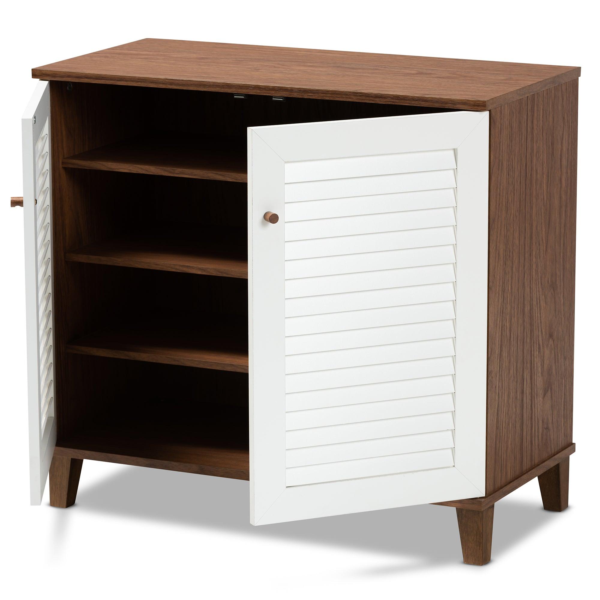 Coolidge Modern and Contemporary and Finished 4-Shelf Wood Shoe Storage Cabinet