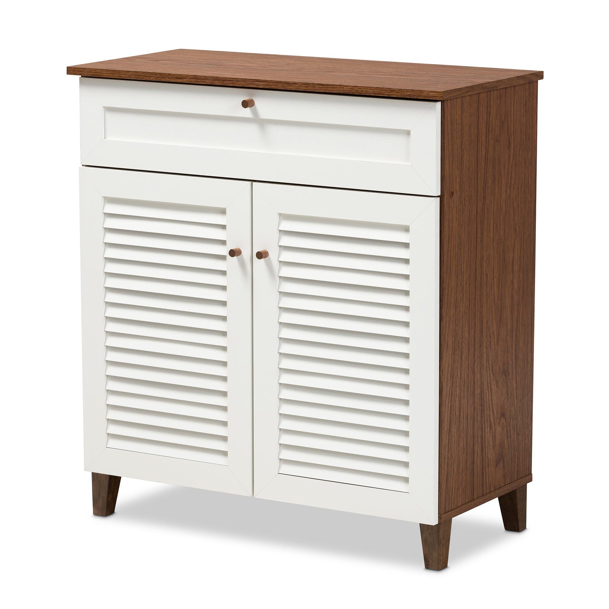 Coolidge Modern and Contemporary and Finished 4-Shelf Wood Shoe Storage Cabinet