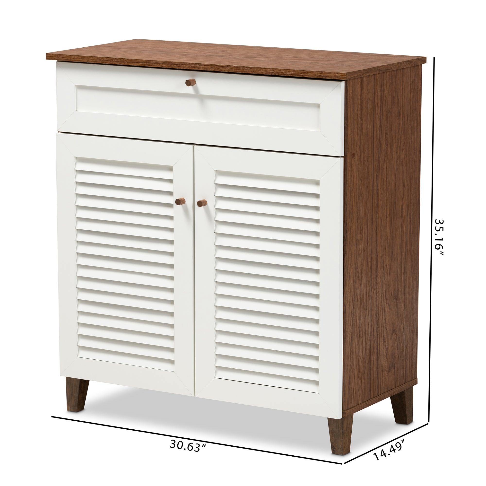 Coolidge Modern and Contemporary and Finished 4-Shelf Wood Shoe Storage Cabinet