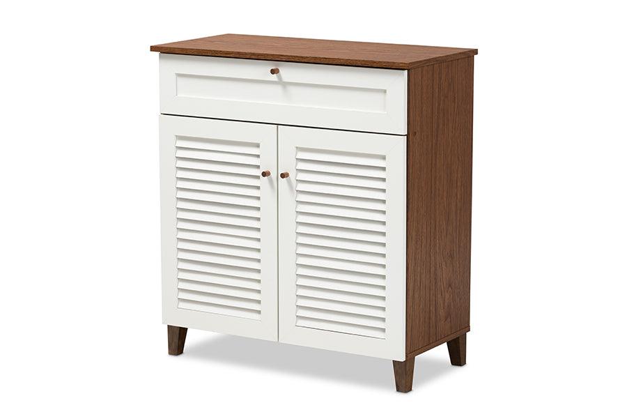 Coolidge Modern and Contemporary and Finished 4-Shelf Wood Shoe Storage Cabinet