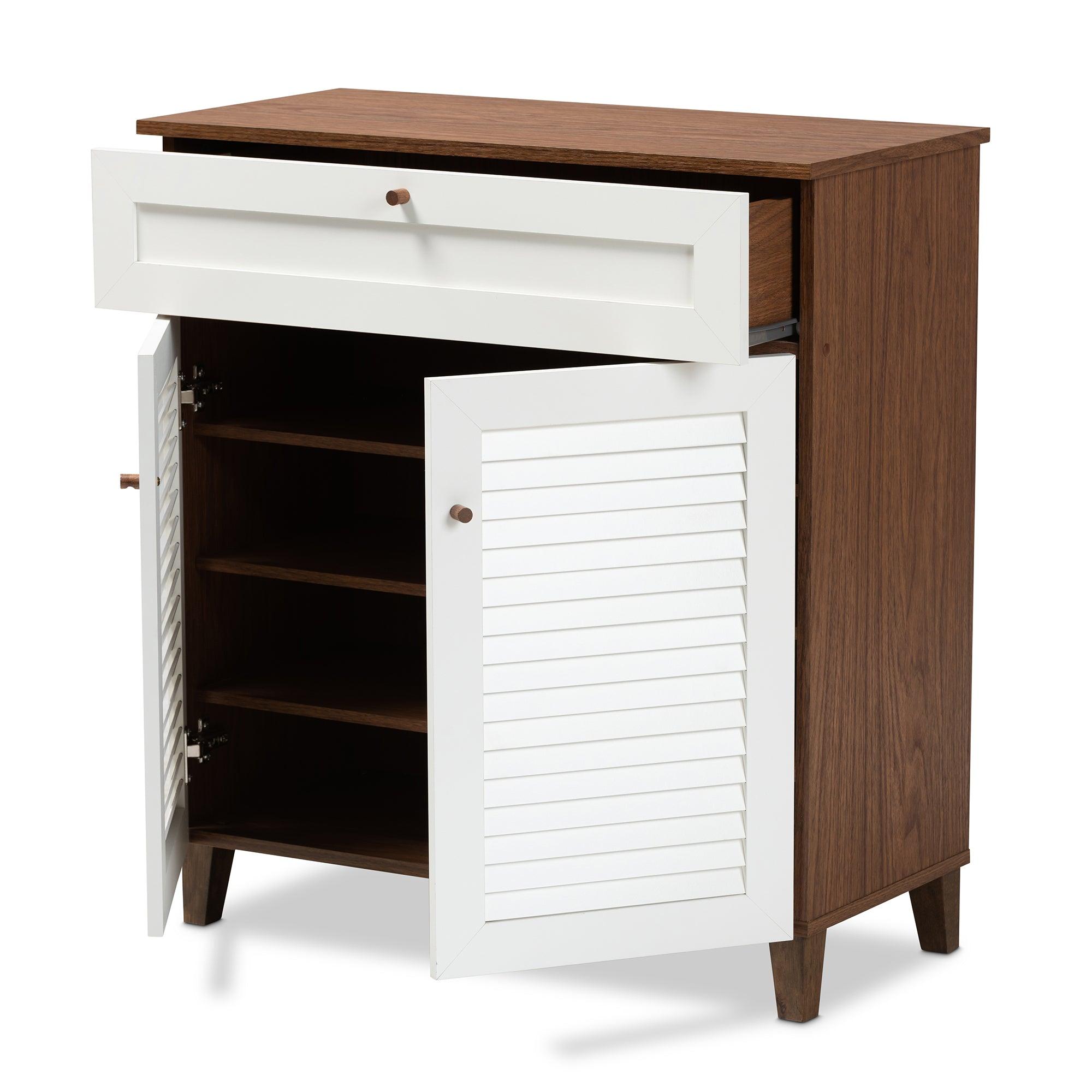 Coolidge Modern and Contemporary and Finished 4-Shelf Wood Shoe Storage Cabinet