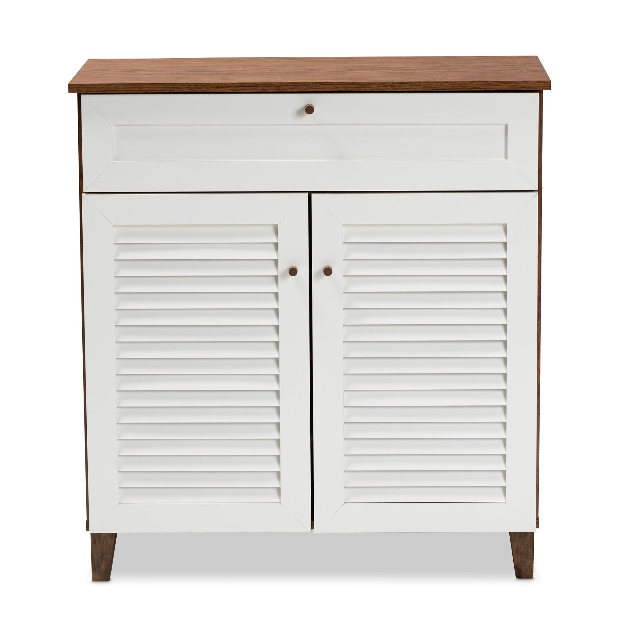 Coolidge Modern and Contemporary and Finished 4-Shelf Wood Shoe Storage Cabinet