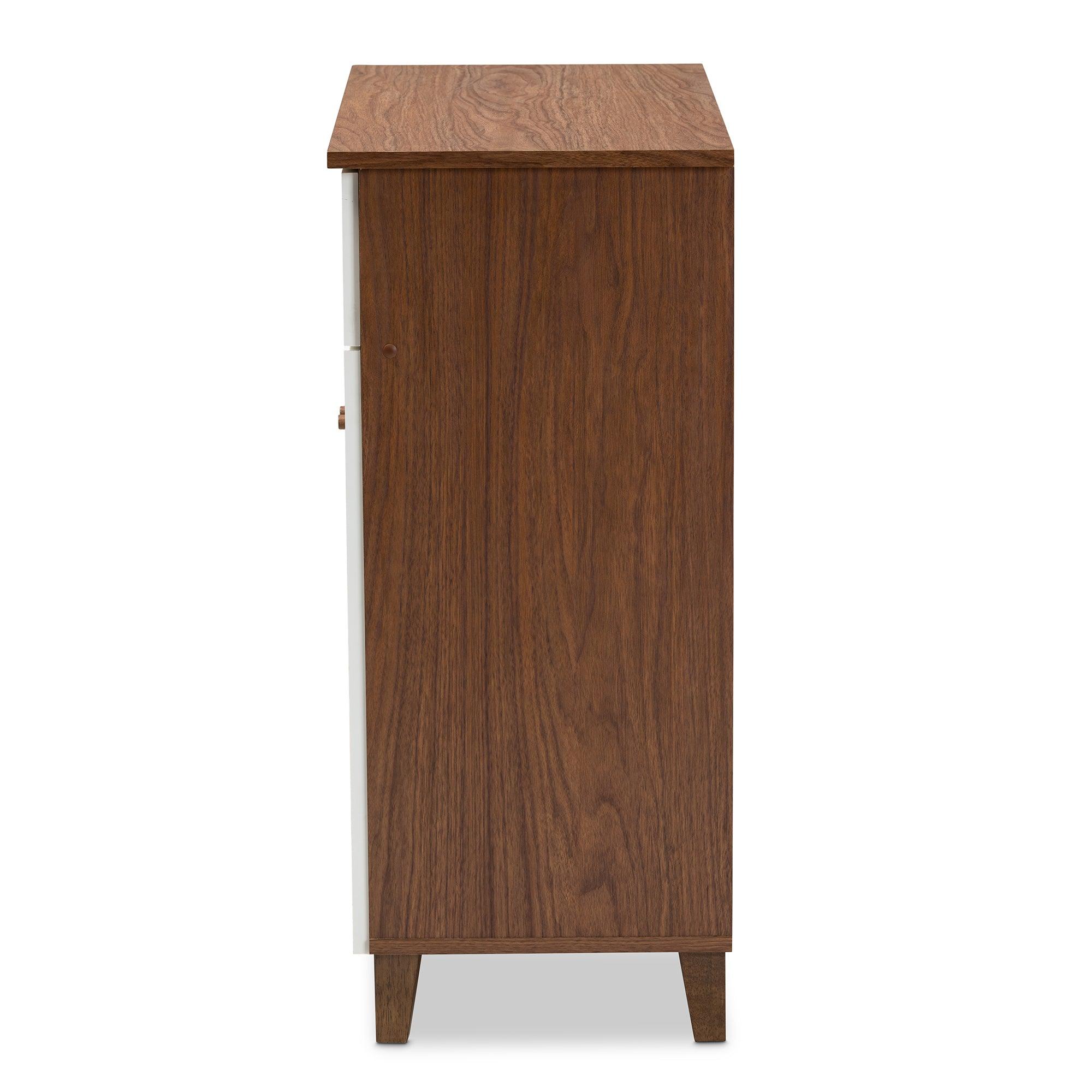 Coolidge Modern and Contemporary and Finished 4-Shelf Wood Shoe Storage Cabinet