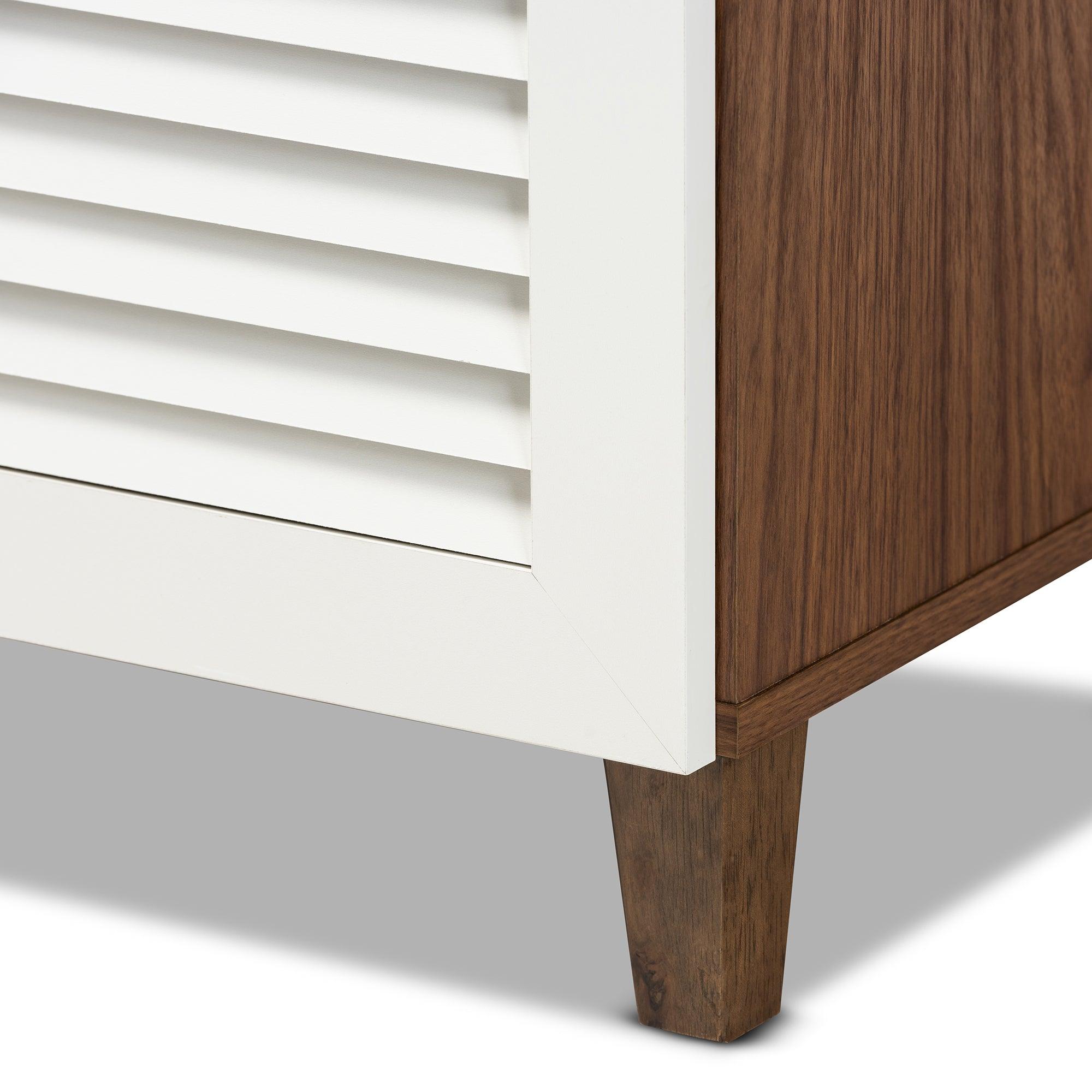 Coolidge Modern and Contemporary and Finished 4-Shelf Wood Shoe Storage Cabinet