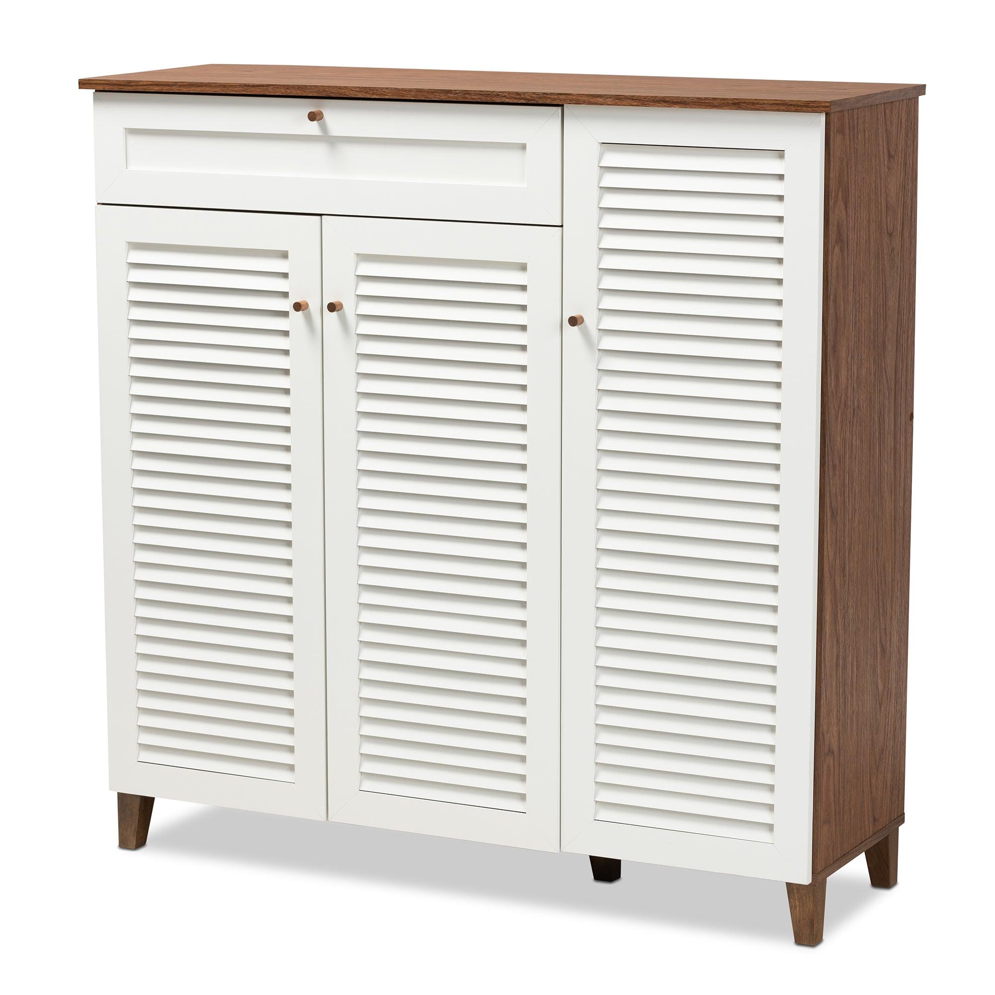 Coolidge Modern and Contemporary Finished 11-Shelf Wood Shoe Storage Cabinet