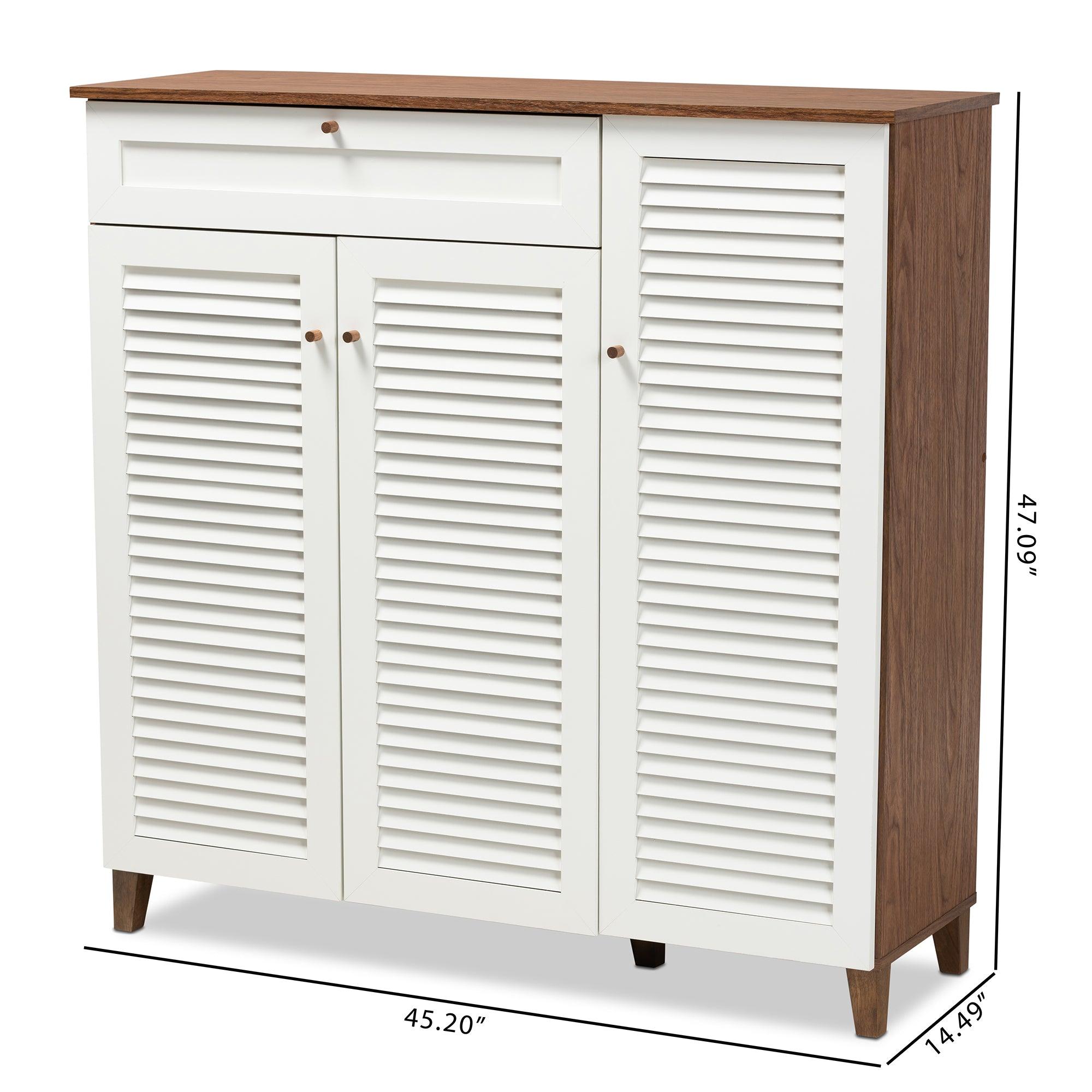 Coolidge Modern and Contemporary Finished 11-Shelf Wood Shoe Storage Cabinet