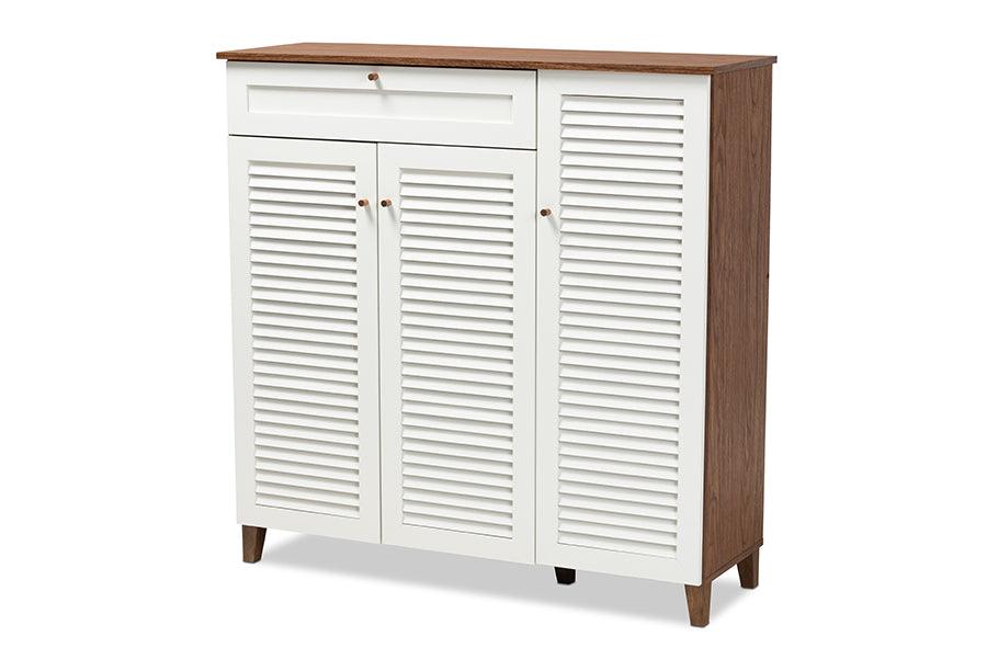 Coolidge Modern and Contemporary Finished 11-Shelf Wood Shoe Storage Cabinet