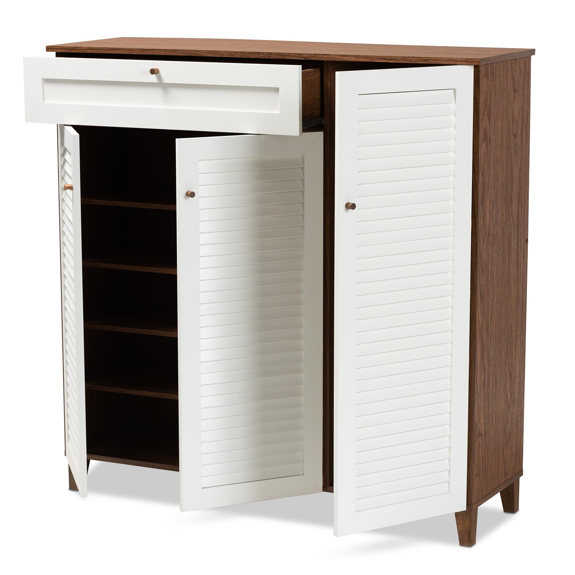 Coolidge Modern and Contemporary Finished 11-Shelf Wood Shoe Storage Cabinet