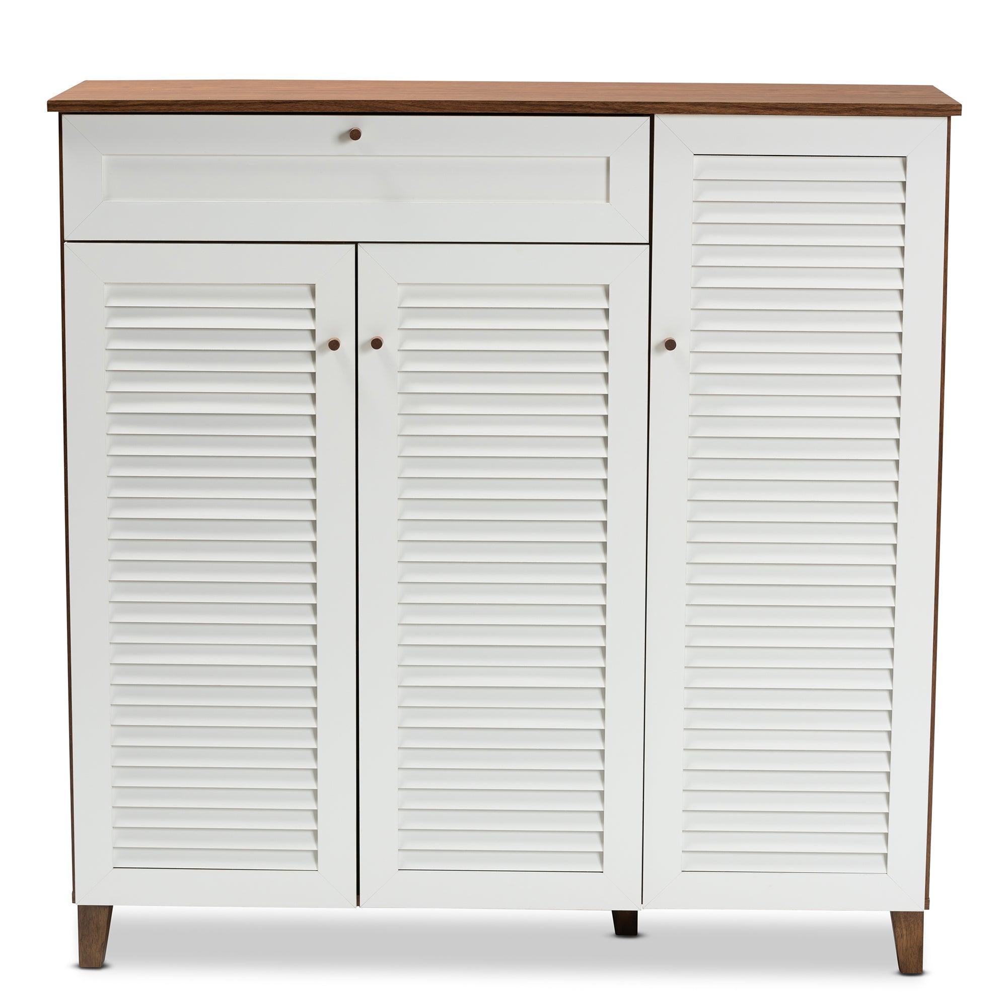 Coolidge Modern and Contemporary Finished 11-Shelf Wood Shoe Storage Cabinet