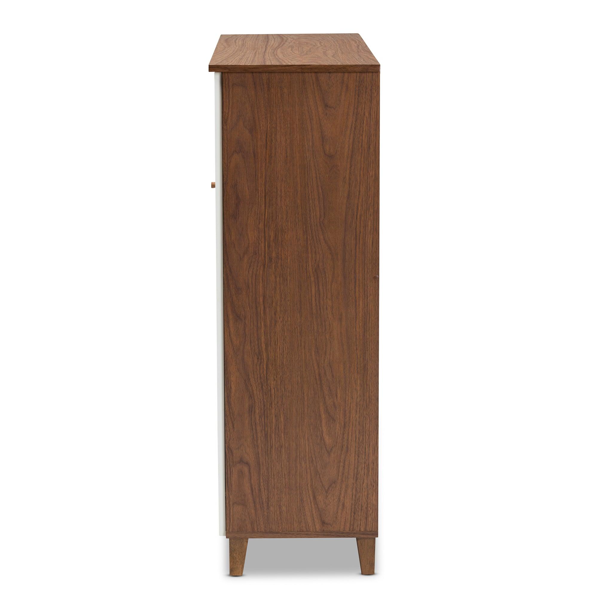 Coolidge Modern and Contemporary Finished 11-Shelf Wood Shoe Storage Cabinet