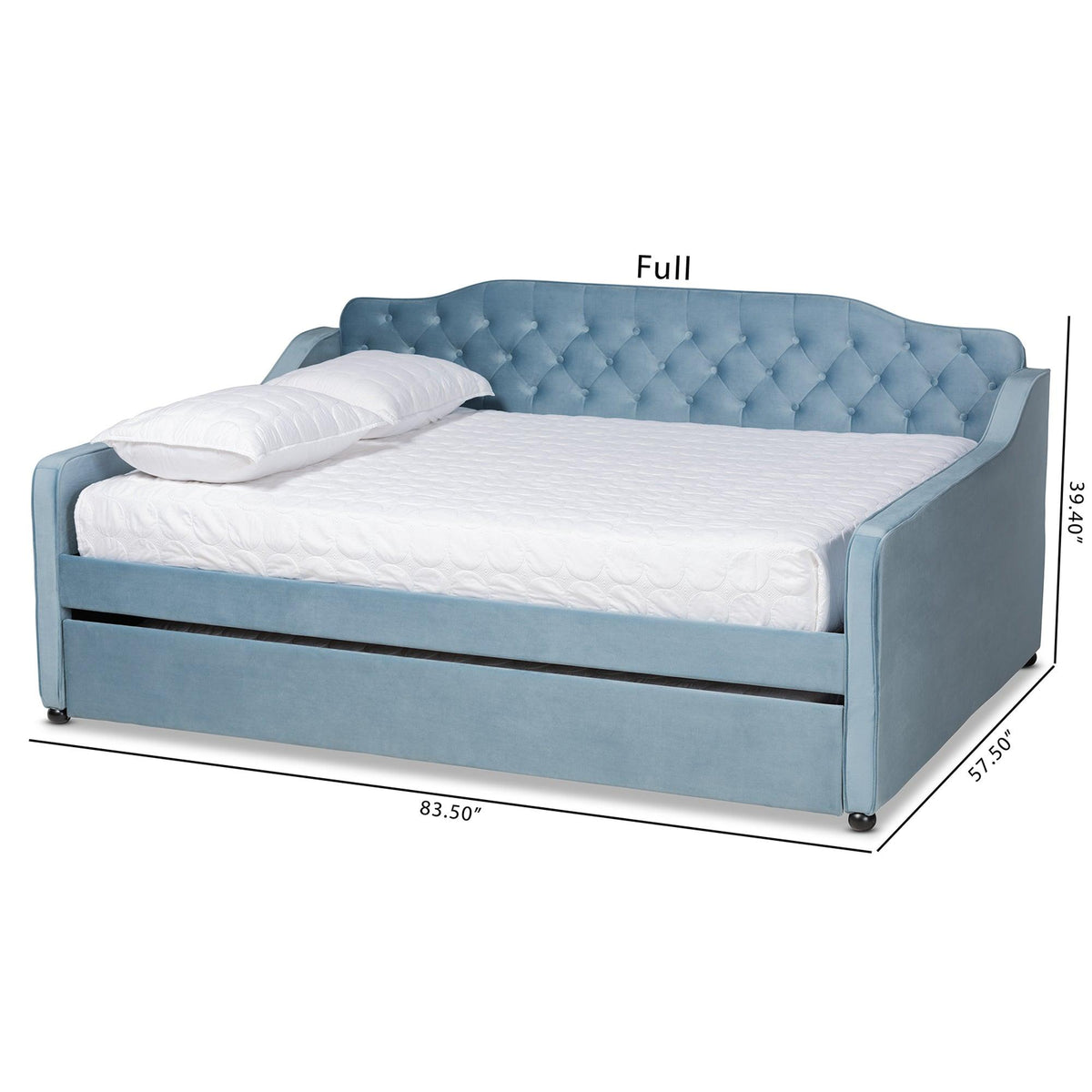 Freda Transitional and Contemporary Velvet Fabric Upholstered and Button Tufted Daybed