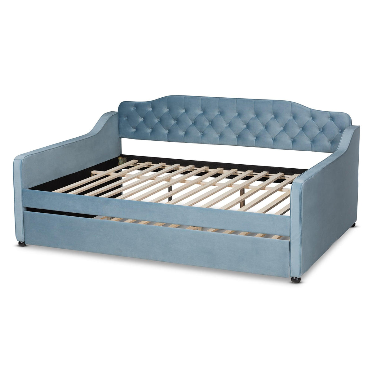 Freda Transitional and Contemporary Velvet Fabric Upholstered and Button Tufted Daybed