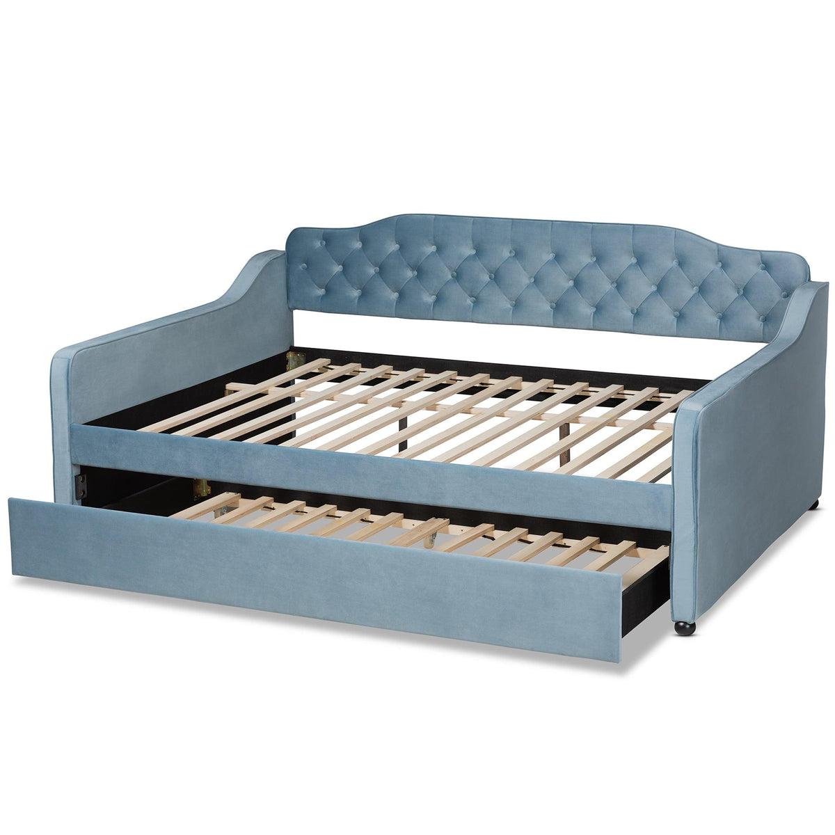 Freda Transitional and Contemporary Velvet Fabric Upholstered and Button Tufted Daybed