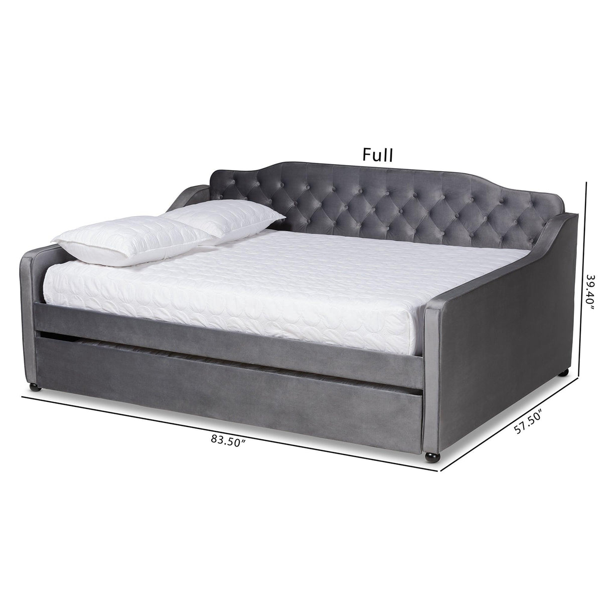 Freda Transitional and Contemporary Velvet Fabric Upholstered and Button Tufted Daybed