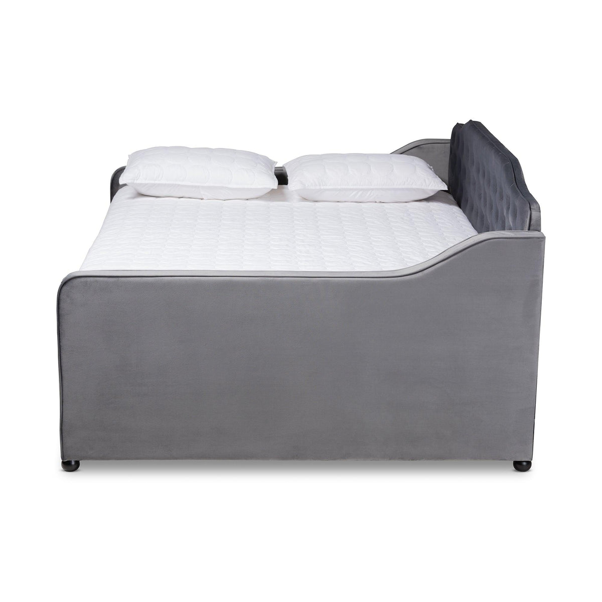 Freda Transitional and Contemporary Velvet Fabric Upholstered and Button Tufted Daybed