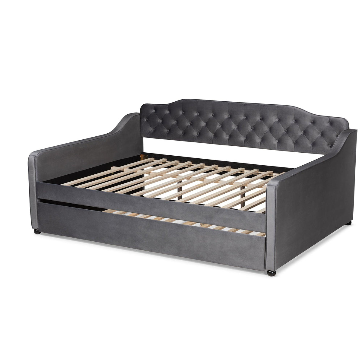 Freda Transitional and Contemporary Velvet Fabric Upholstered and Button Tufted Daybed