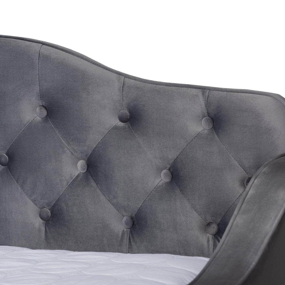 Freda Transitional and Contemporary Velvet Fabric Upholstered and Button Tufted Daybed