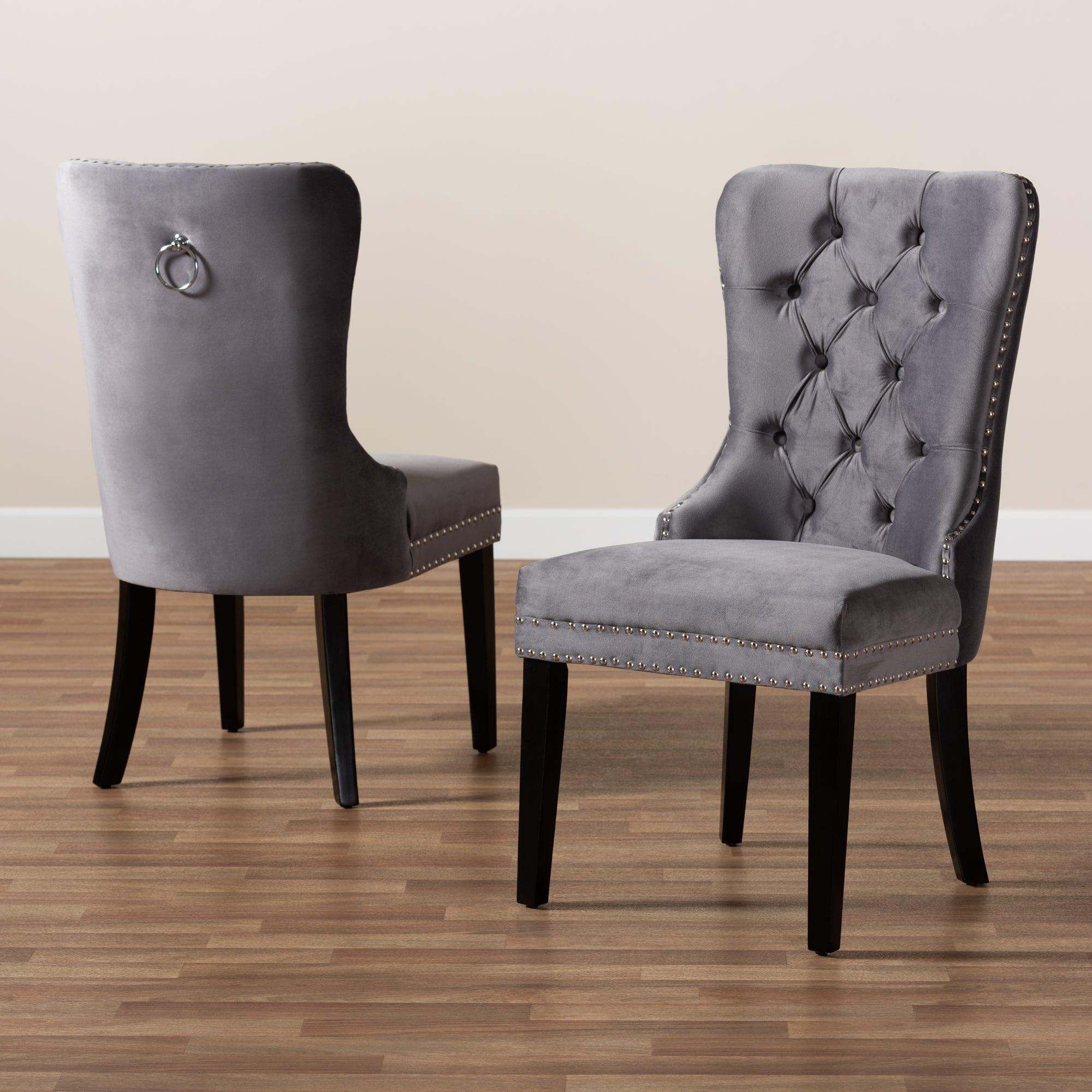 Remy Modern Transitional Velvet Fabric Upholstered Espresso Finished 2-Piece Wood Dining Chair Set Set