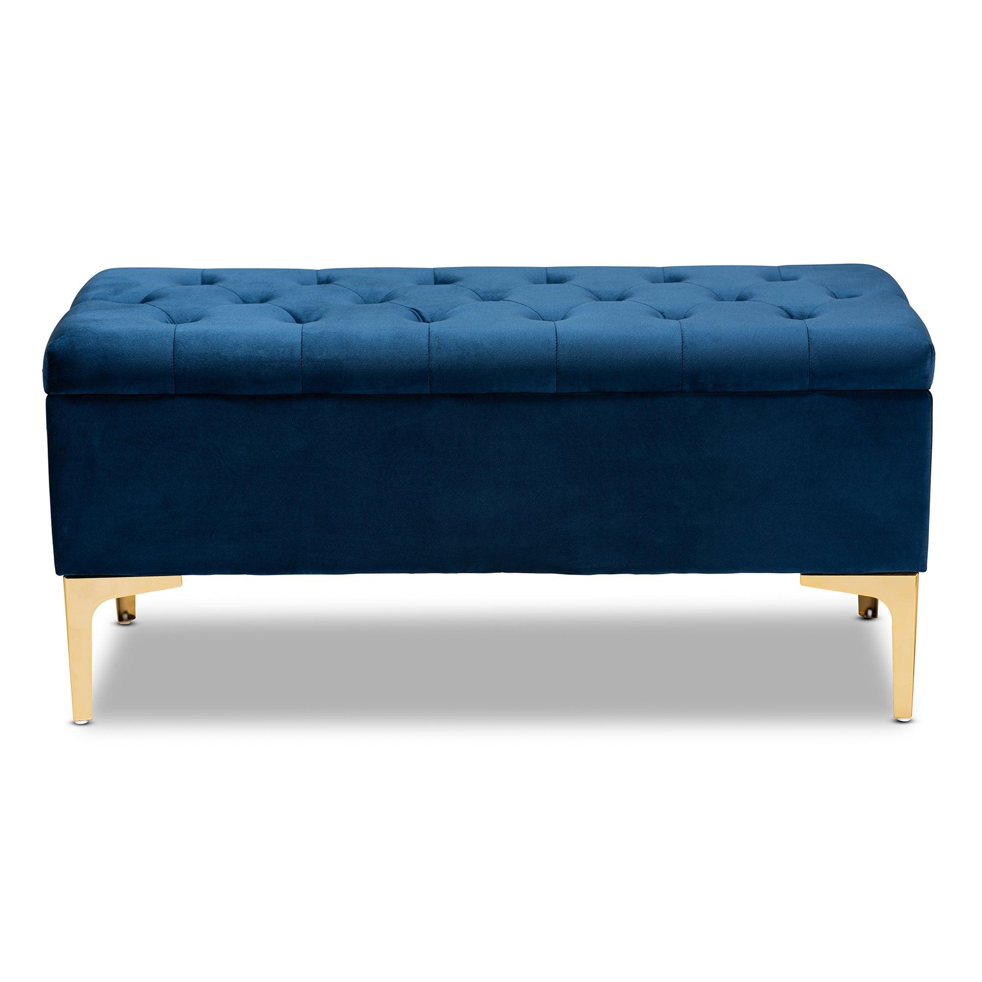 Valere Glam and Luxe Velvet Fabric Upholstered Finished Button Tufted Storage Ottoman