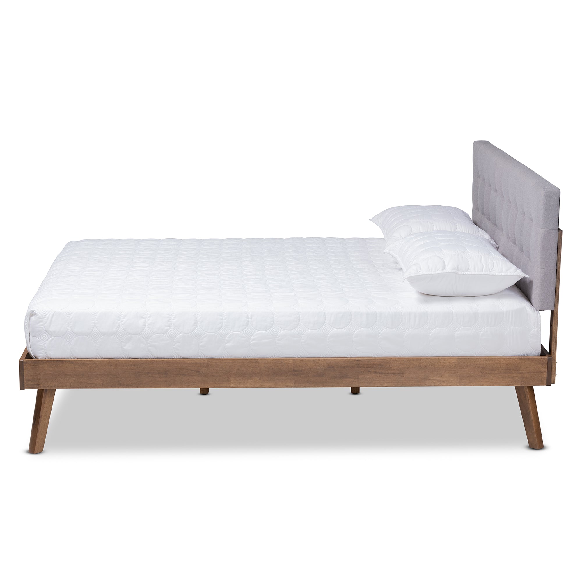 Devan Mid-Century Modern Fabric Upholstered Finished Wood Platform Bed