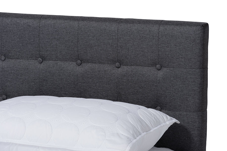 Devan Mid-Century Modern Fabric Upholstered Finished Wood Platform Bed