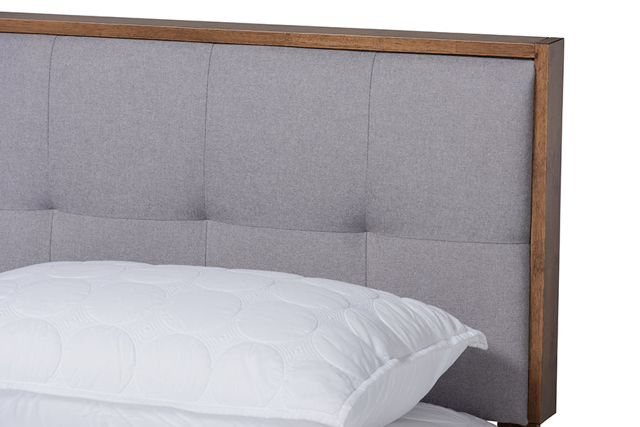 Alke Mid-Century Modern Fabric Upholstered Finished Wood Platform Bed