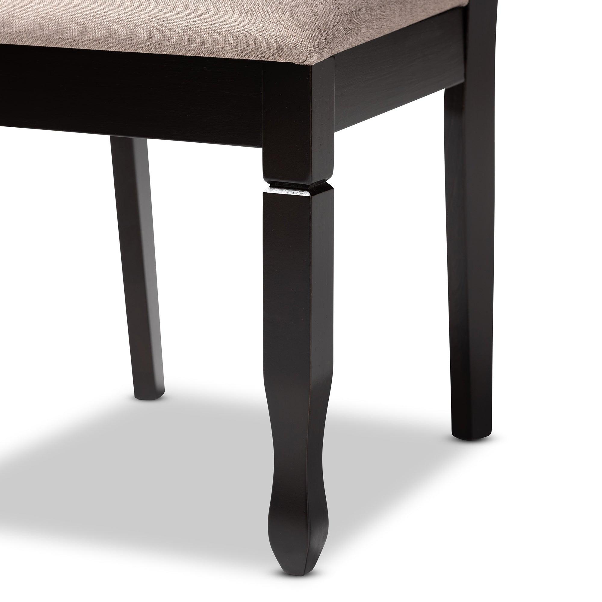 Lanier Modern and Contemporary Sand Fabric Upholstered Finished Wood 7-Piece Dining Set