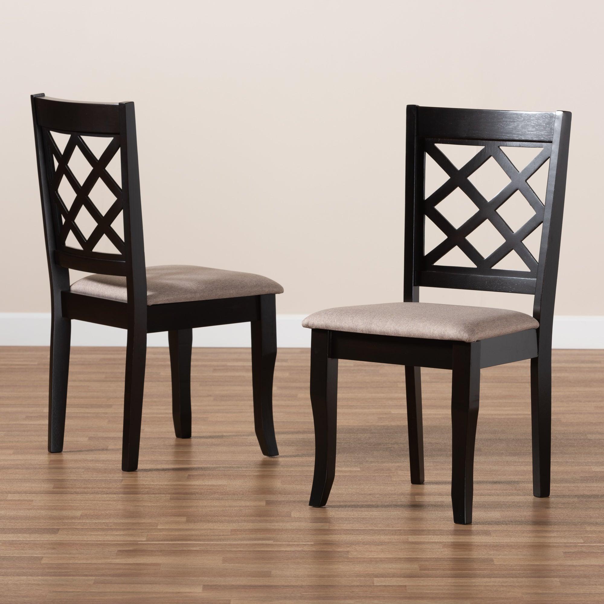 Verner Modern and Contemporary Sand Fabric Upholstered Finished 2-Piece Wood Dining Chair Set