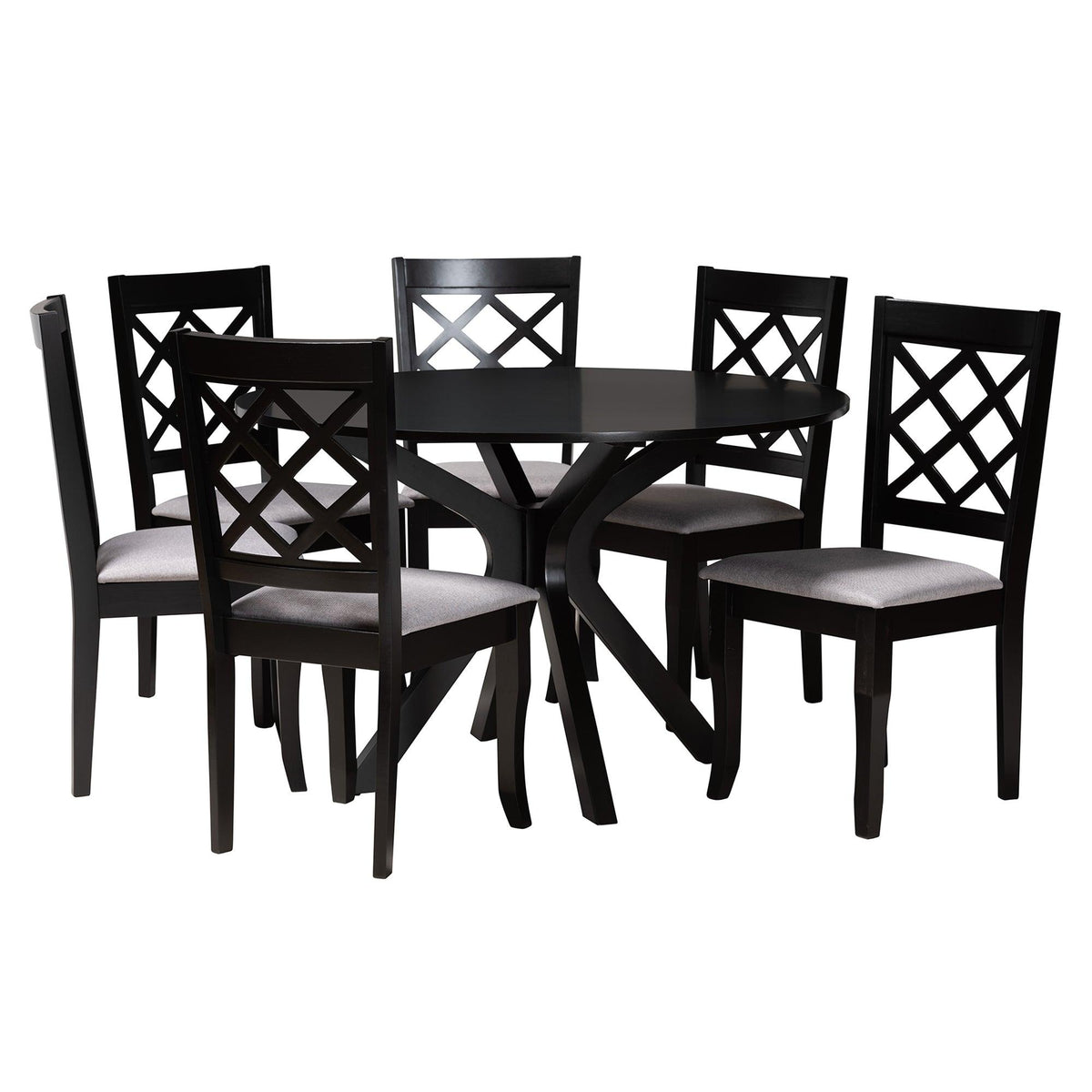 Jana Modern Fabric and Espresso Finished Wood 7-Piece Dining Set