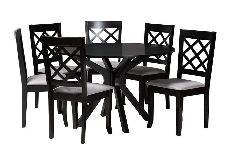 Jana Modern Fabric and Espresso Finished Wood 7-Piece Dining Set