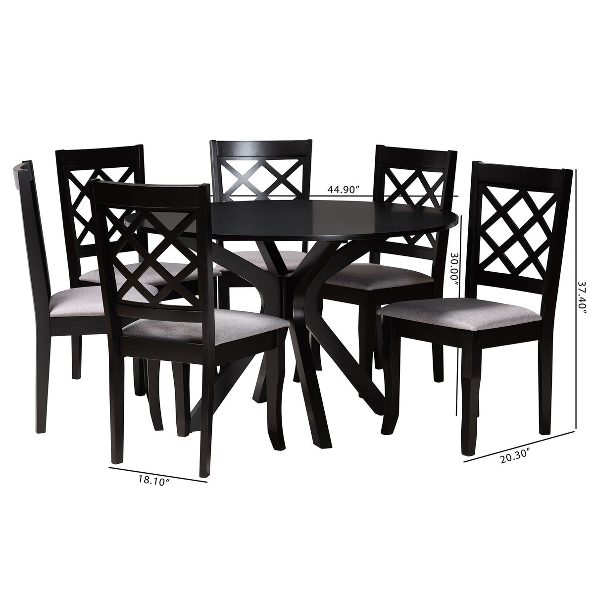 Jana Modern Fabric and Espresso Finished Wood 7-Piece Dining Set
