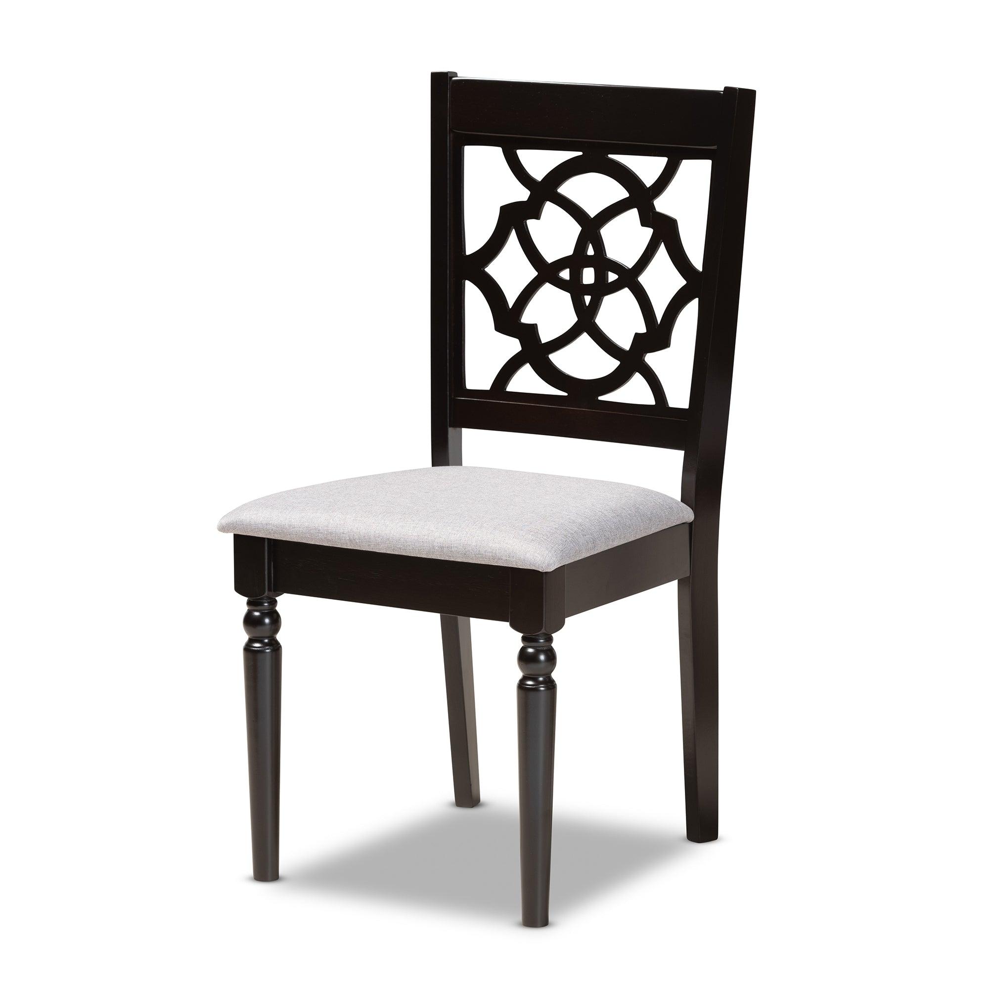 Renaud Modern and Contemporary Fabric Upholstered and Finished Wood 7-Piece Dining Set