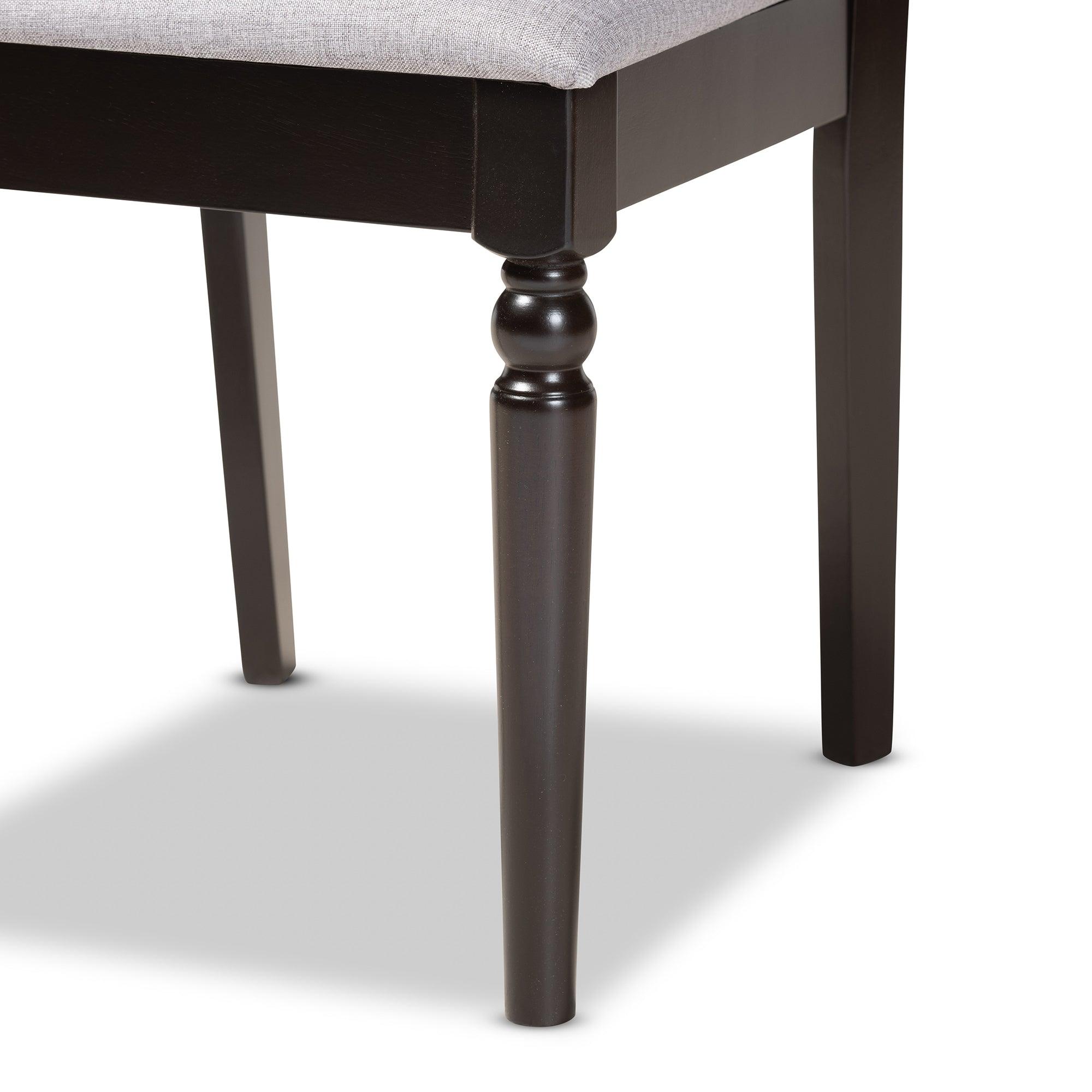 Renaud Modern and Contemporary Fabric Upholstered and Finished Wood 7-Piece Dining Set