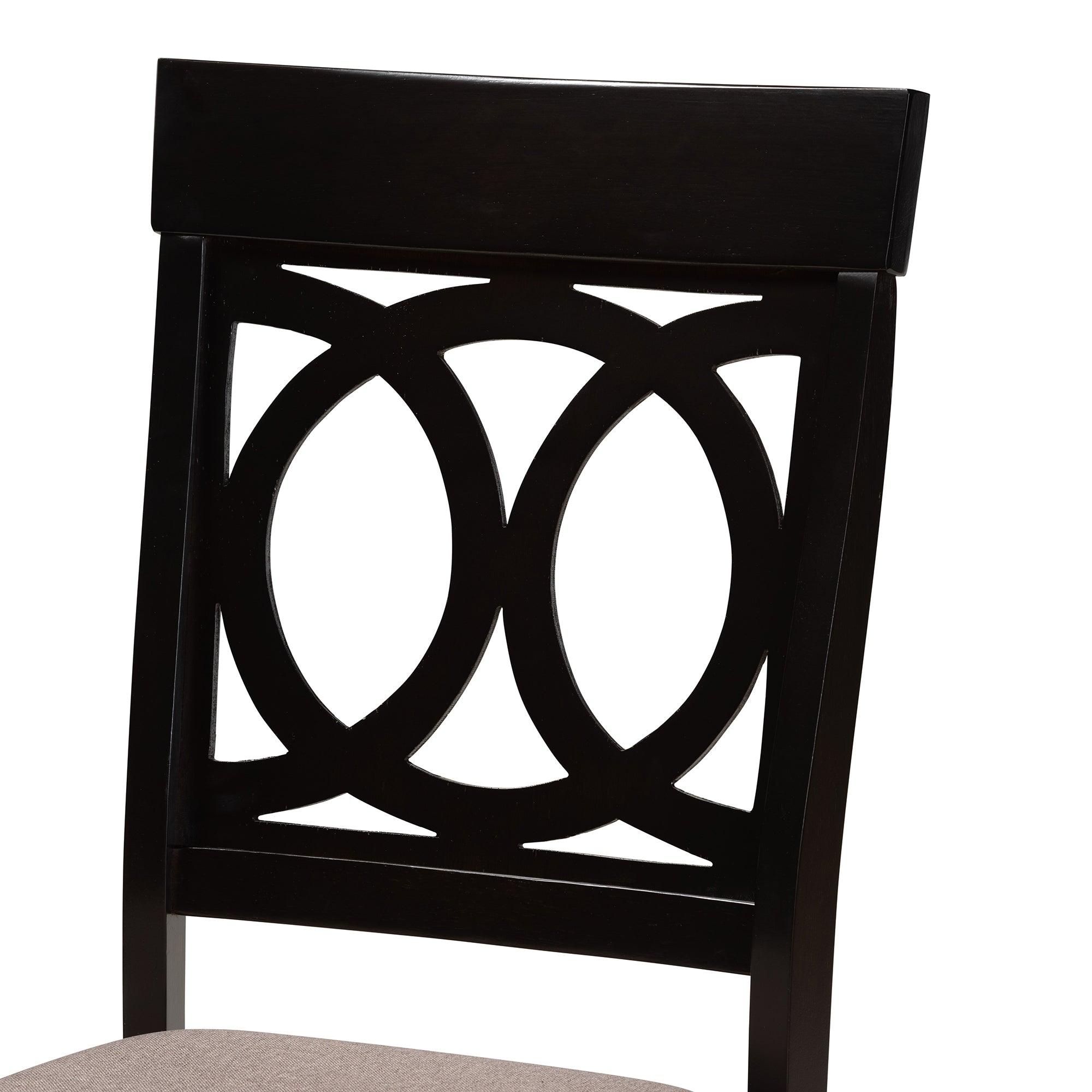 Lucie Modern and Contemporary Sand Fabric Upholstered and Finished Wood 7-Piece Dining Set